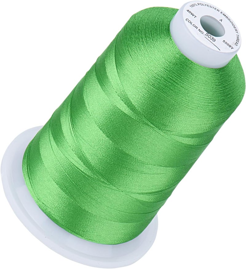 simthread 5500Yds Embroidery Thread, 5000M High-Yardage 40WT 100% Polyester Thread – 170+ Vivid Colors, High-Speed Rated – Compatible with Brother, Singer, Janome & More - Christmas Green S039 - Image 1
